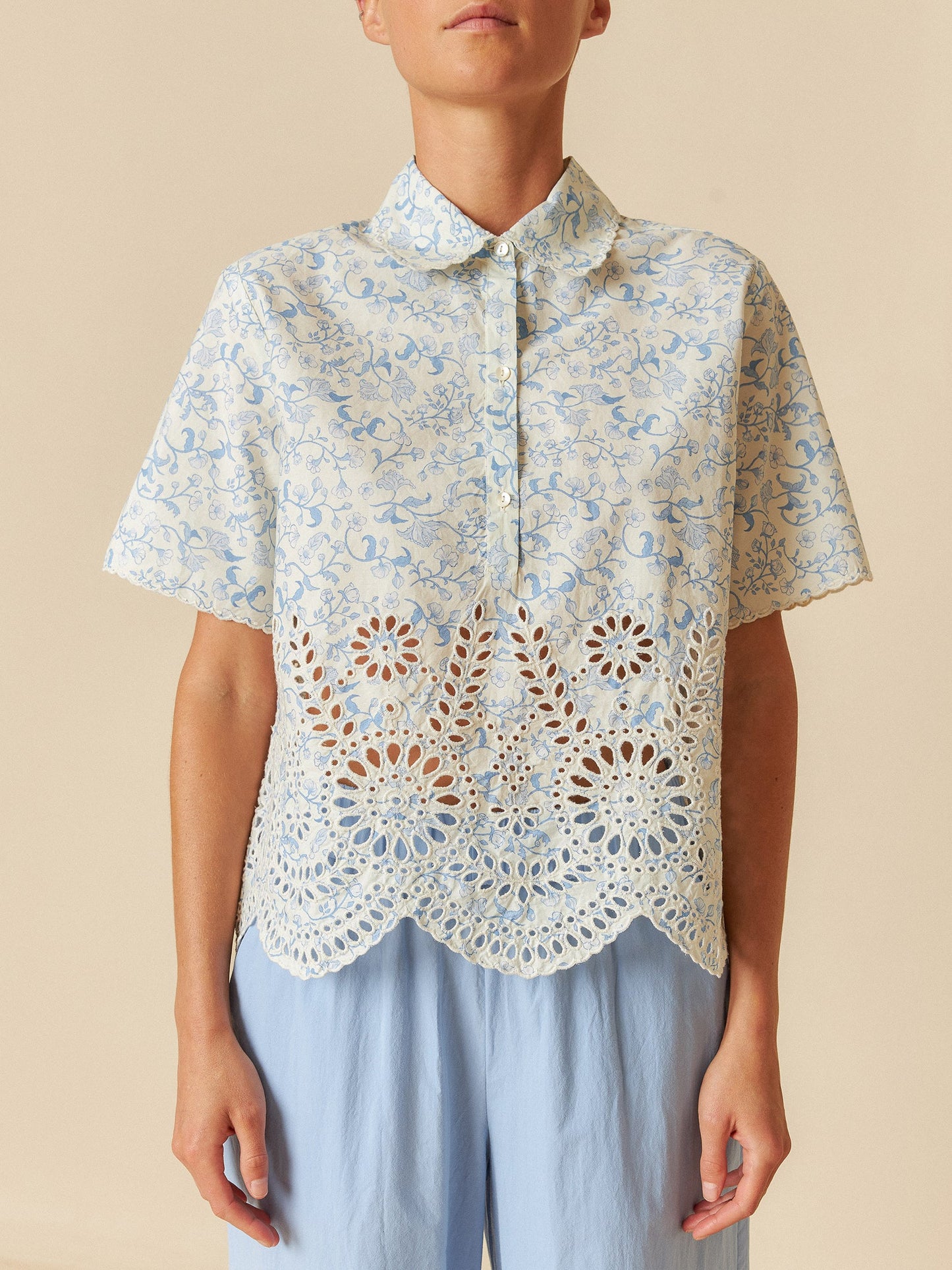 Indi&Cold Camisa Bordados azul