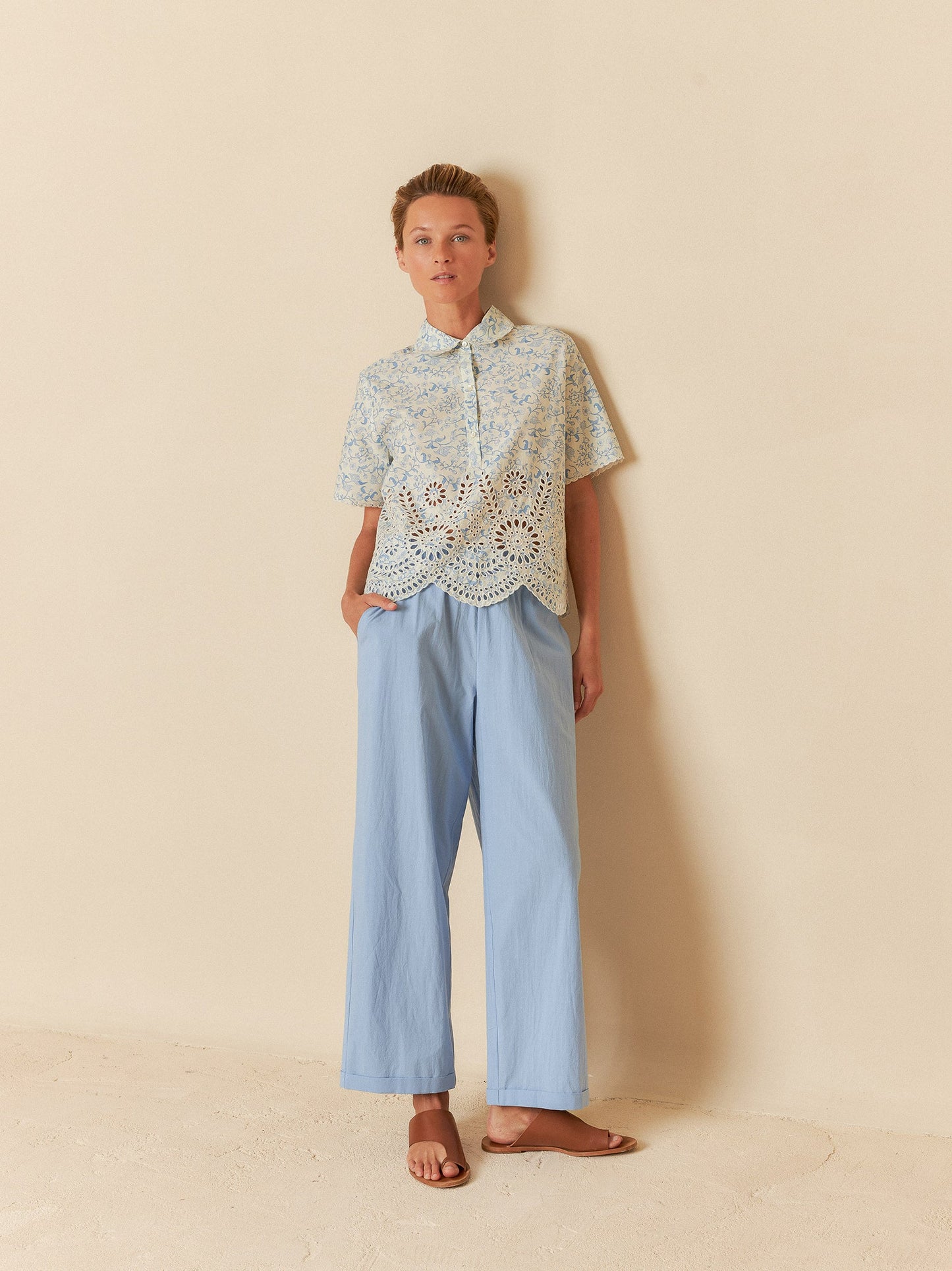 Indi&Cold Camisa Bordados azul