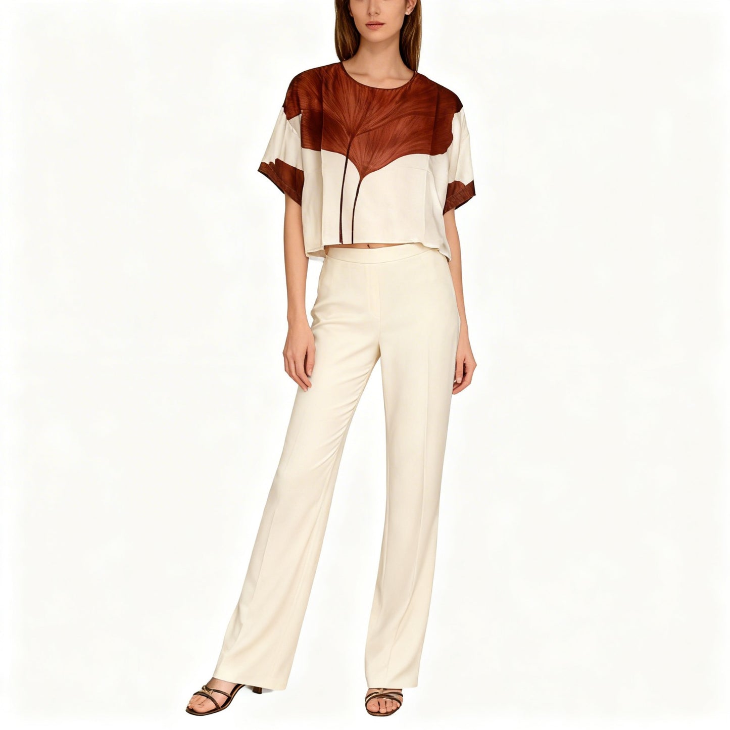 Anonyme Blusa Leaf brick