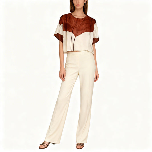 Anonyme Blusa Leaf brick