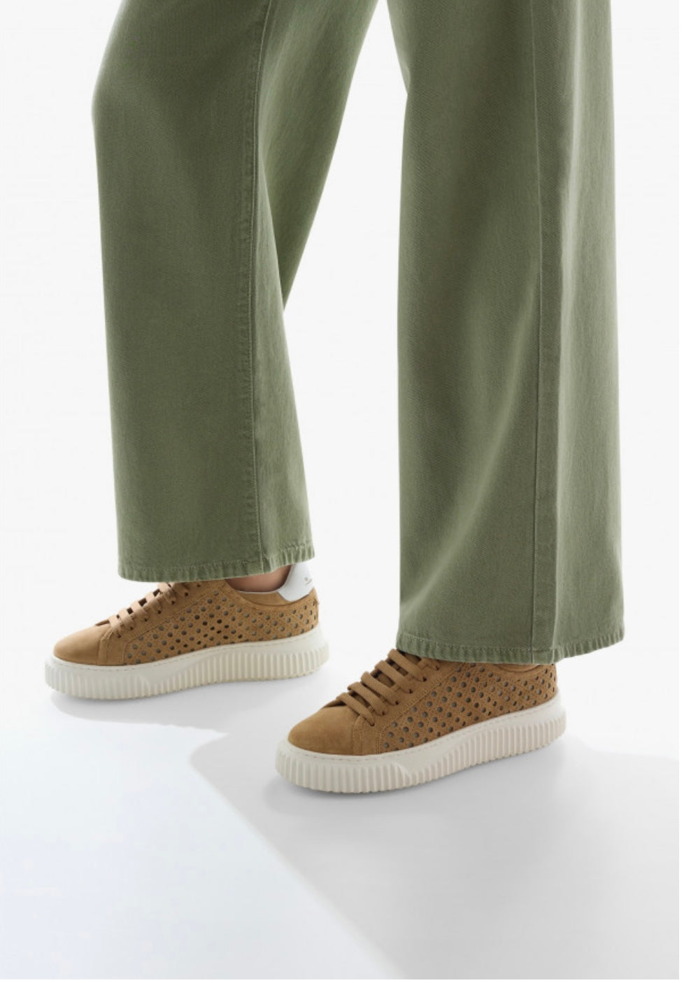 Voile Blanche Sneakers Herika perforated suede camel
