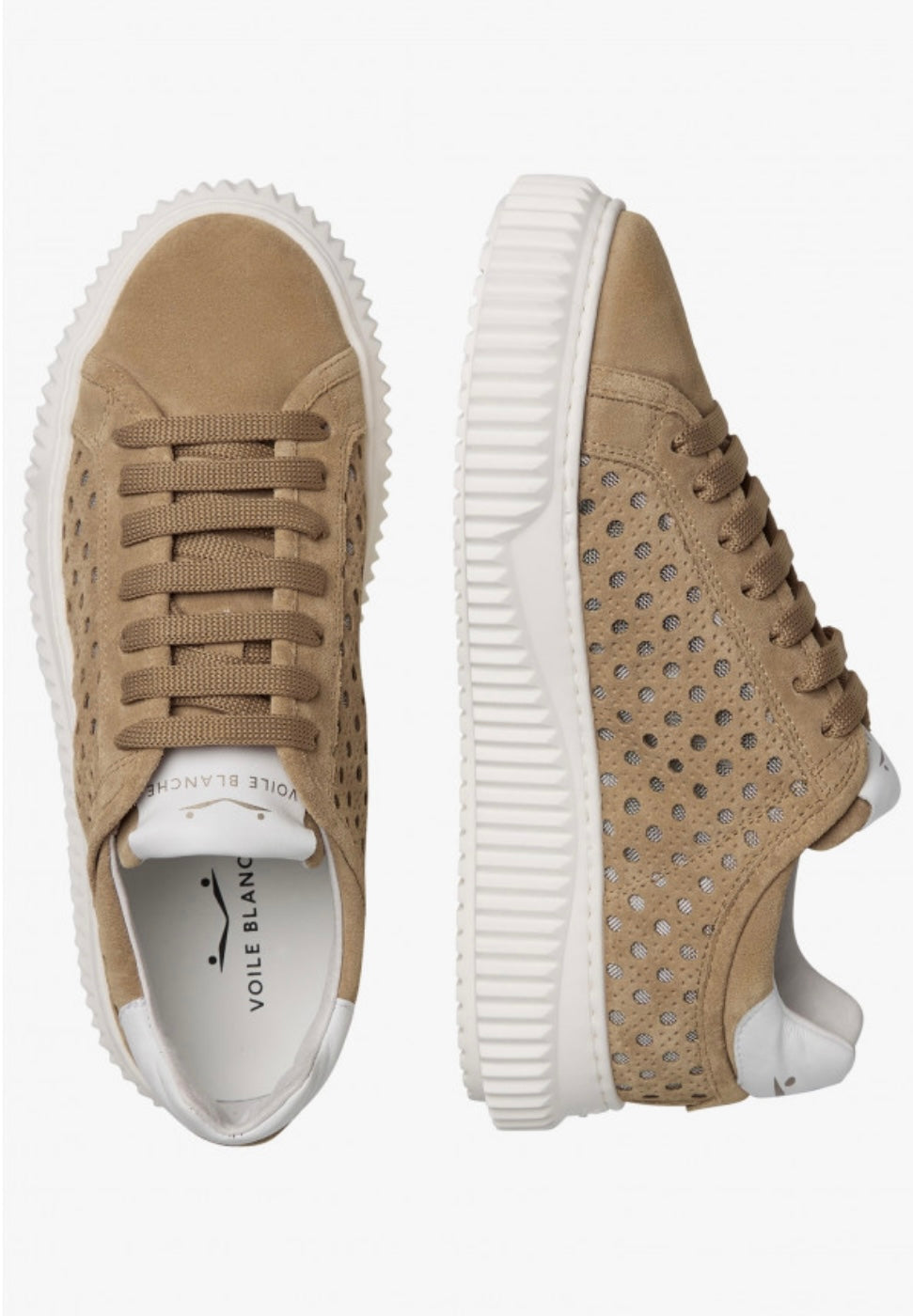 Voile Blanche Sneakers Herika perforated suede camel