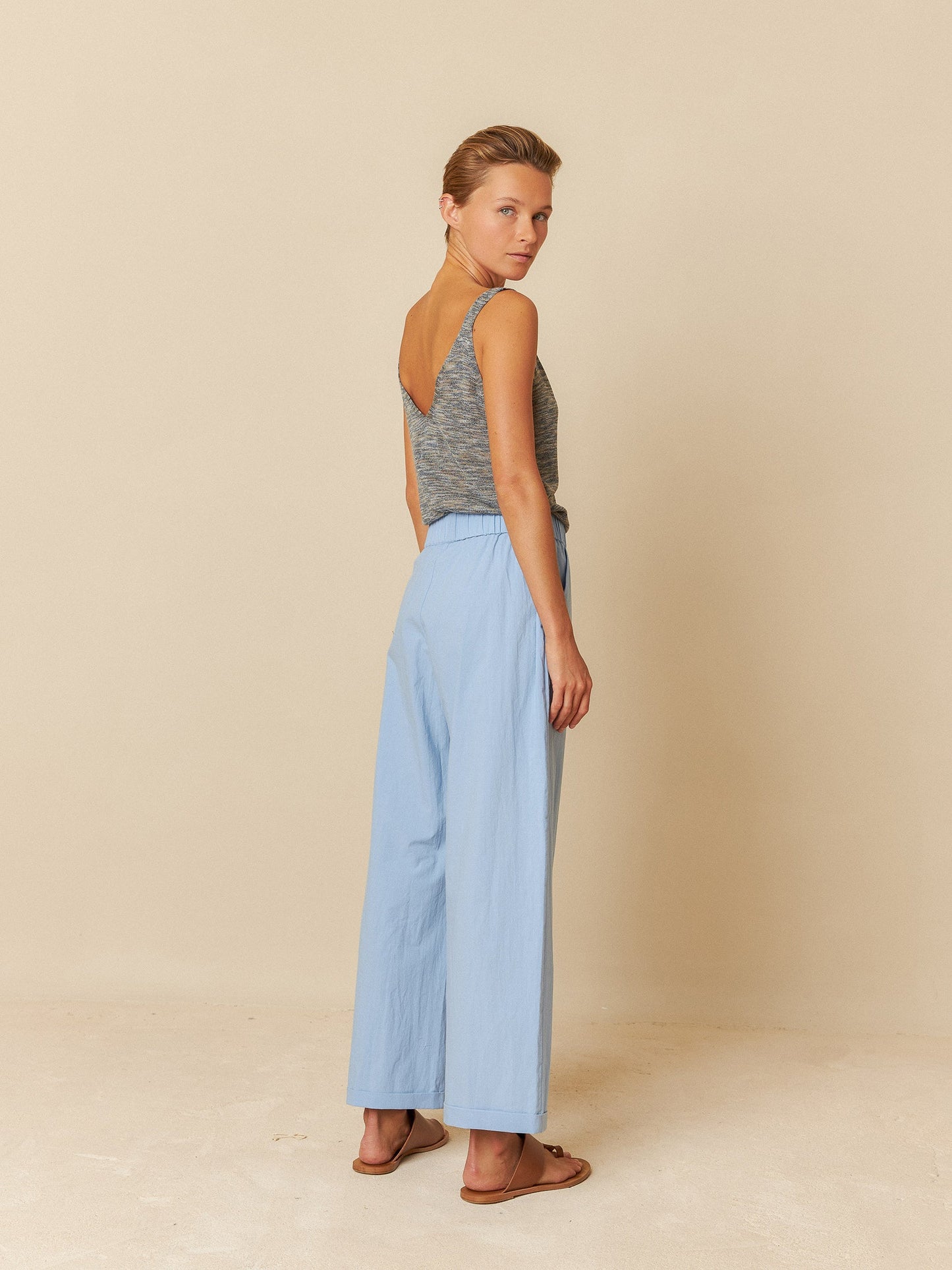 Indi&Cold Pantalón Crop popelín cielo