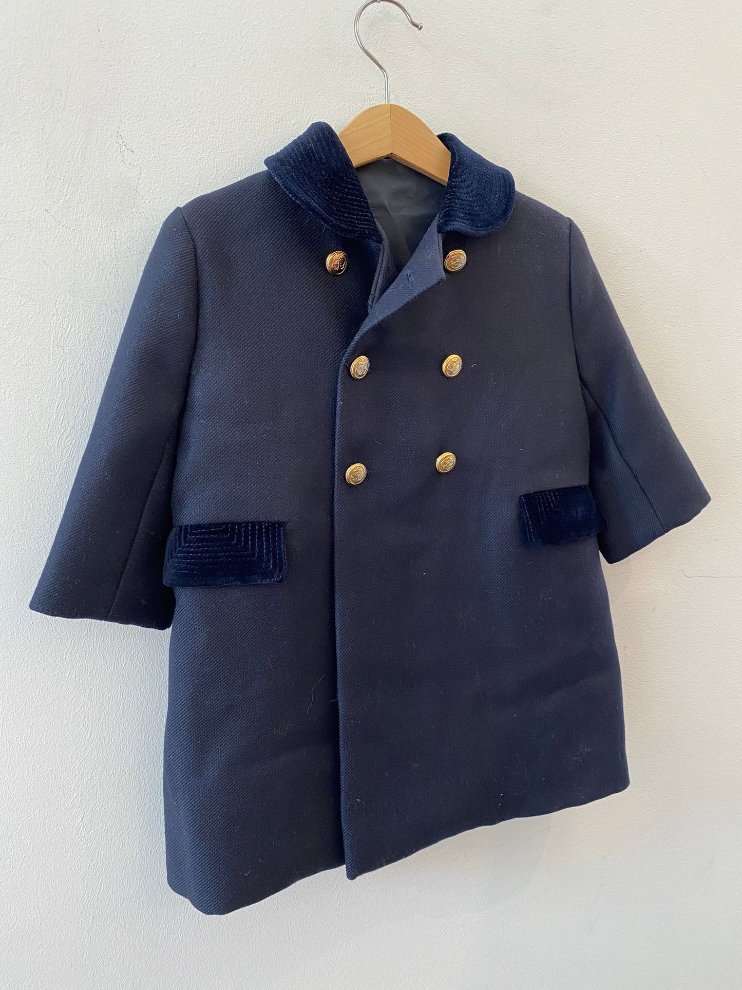 Abrigo cruzado niña azul marino