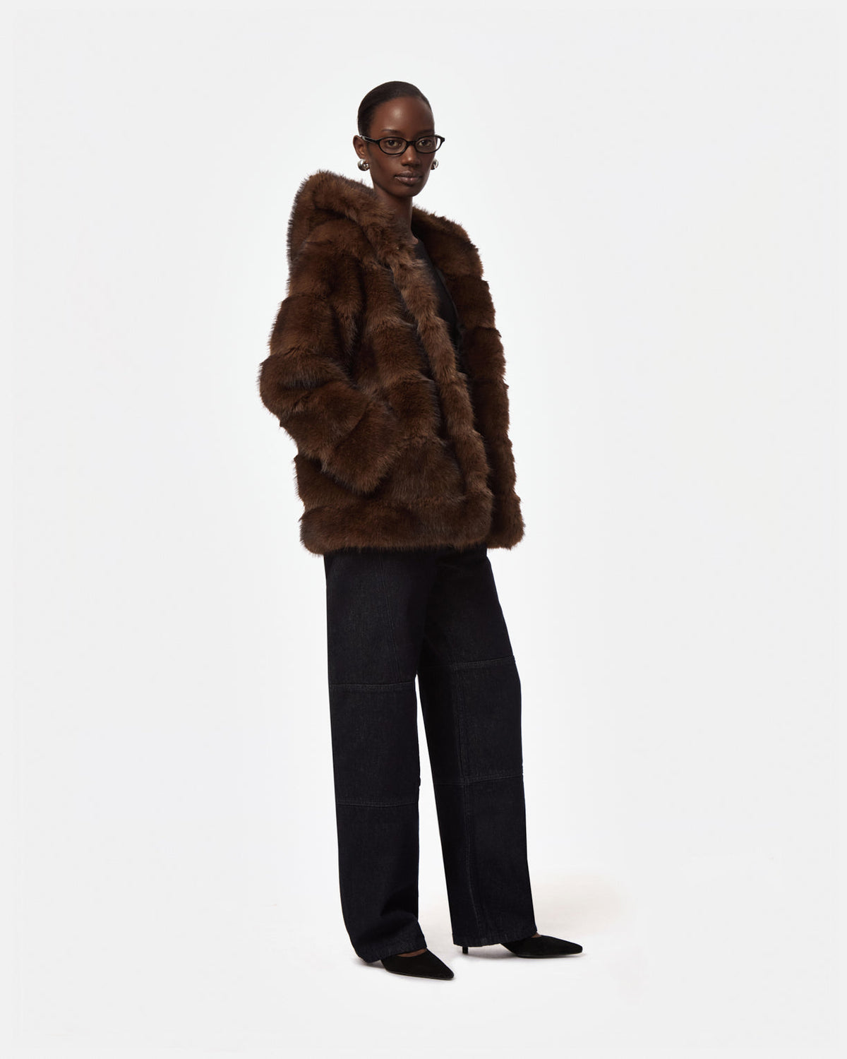 Apparis Abrigo Cel mink hooded