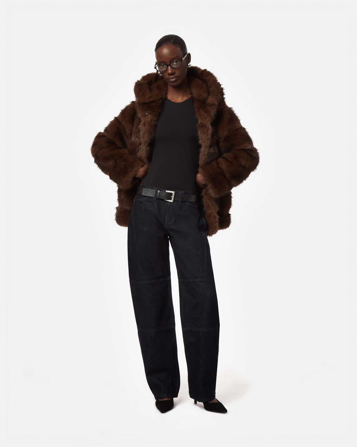 Apparis Abrigo Cel mink hooded