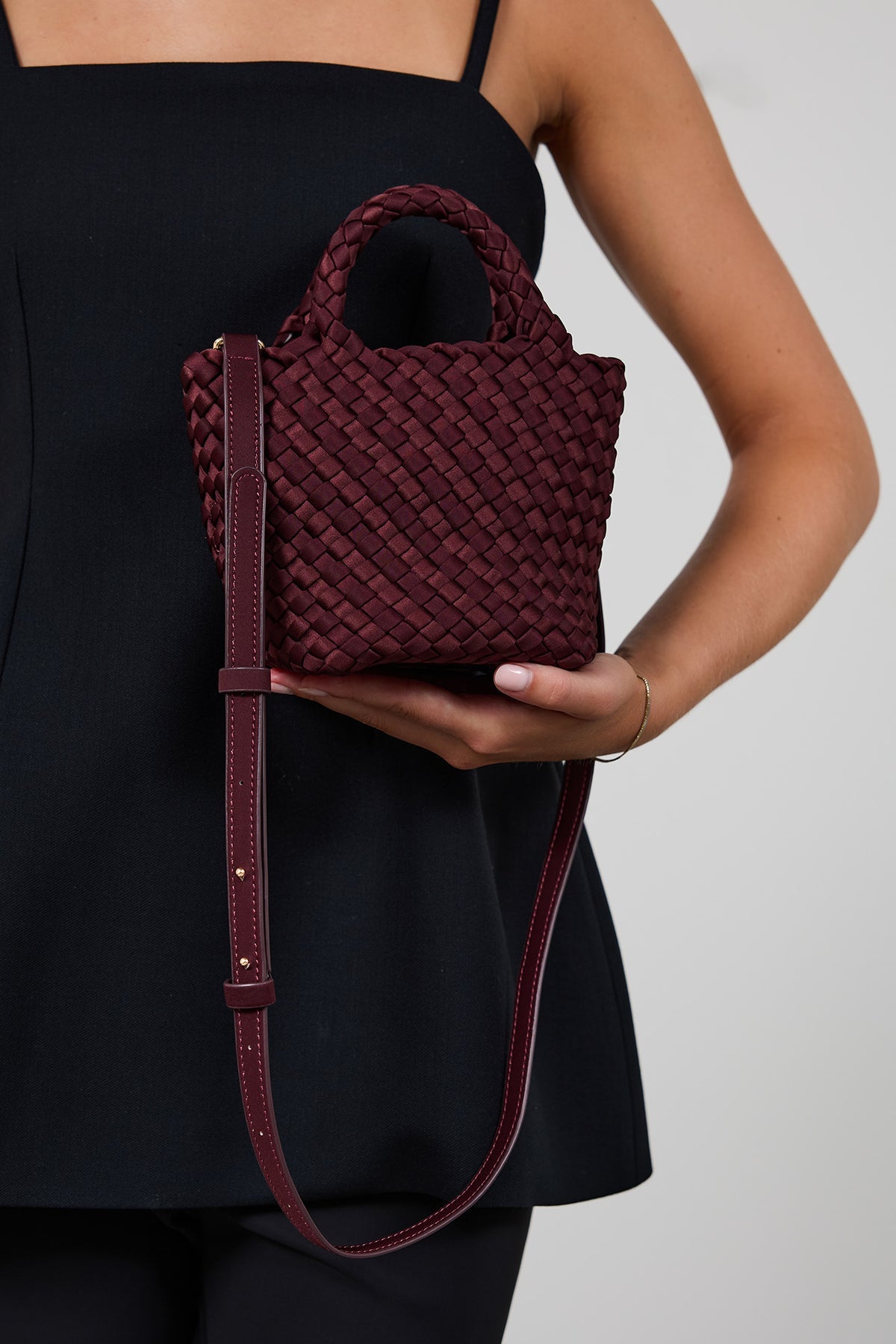 Marrea Bolso Mini inkberry satin stripe