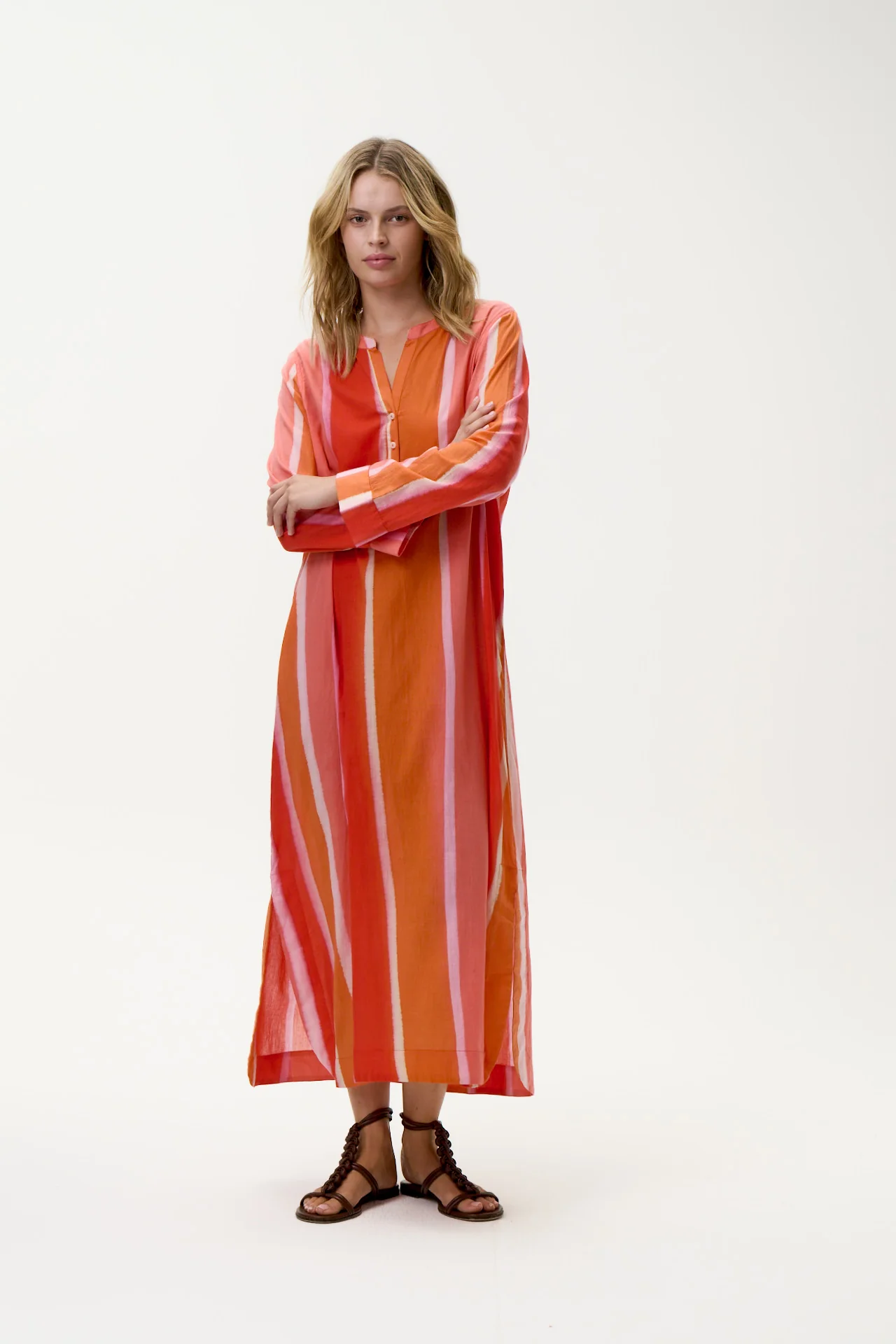 One Season Vestido Bazaar stripe moroccan sunset