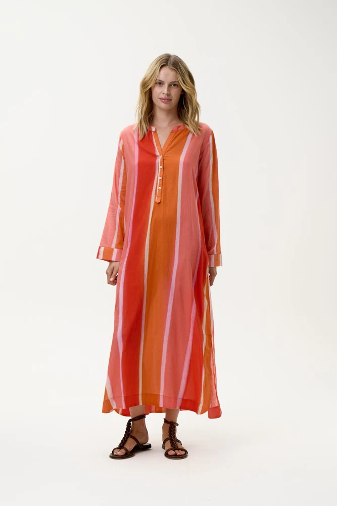 One Season Vestido Bazaar stripe moroccan sunset