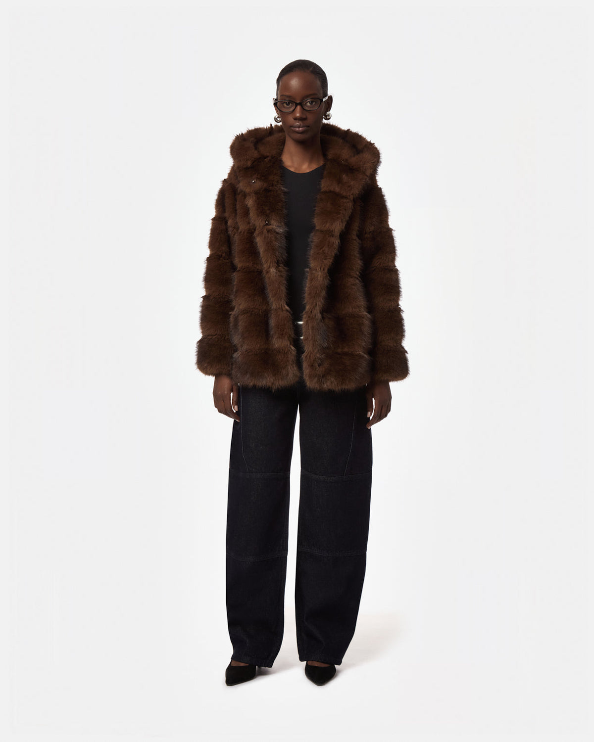 Apparis Abrigo Cel mink hooded