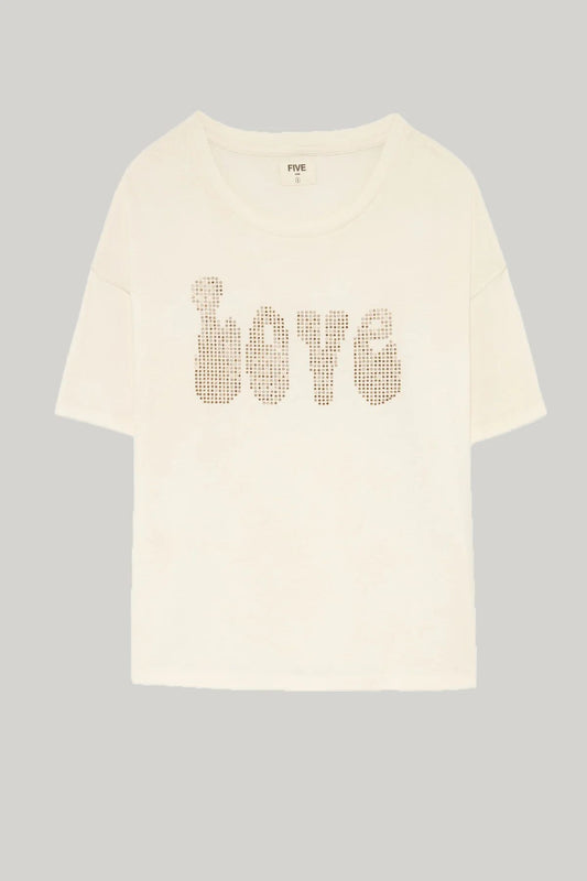 Five Camiseta LOVE ecru brillante