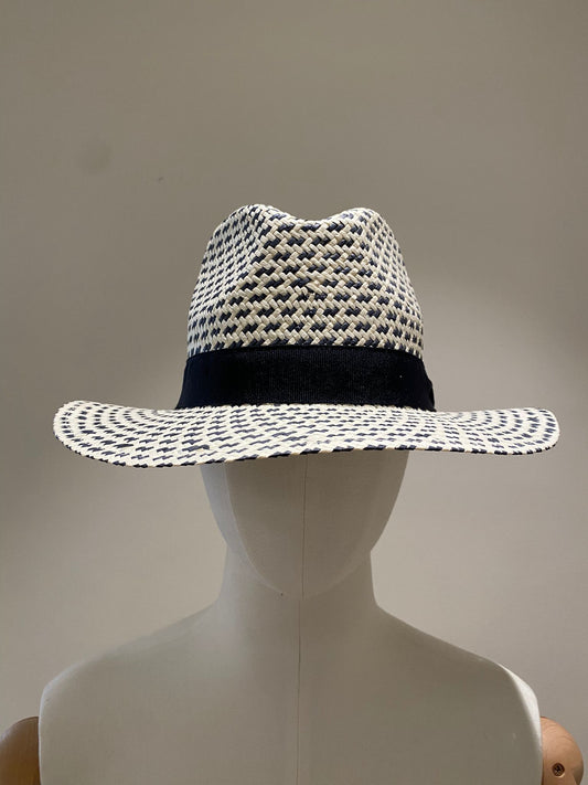 Sombrero trenzado marine/ecru