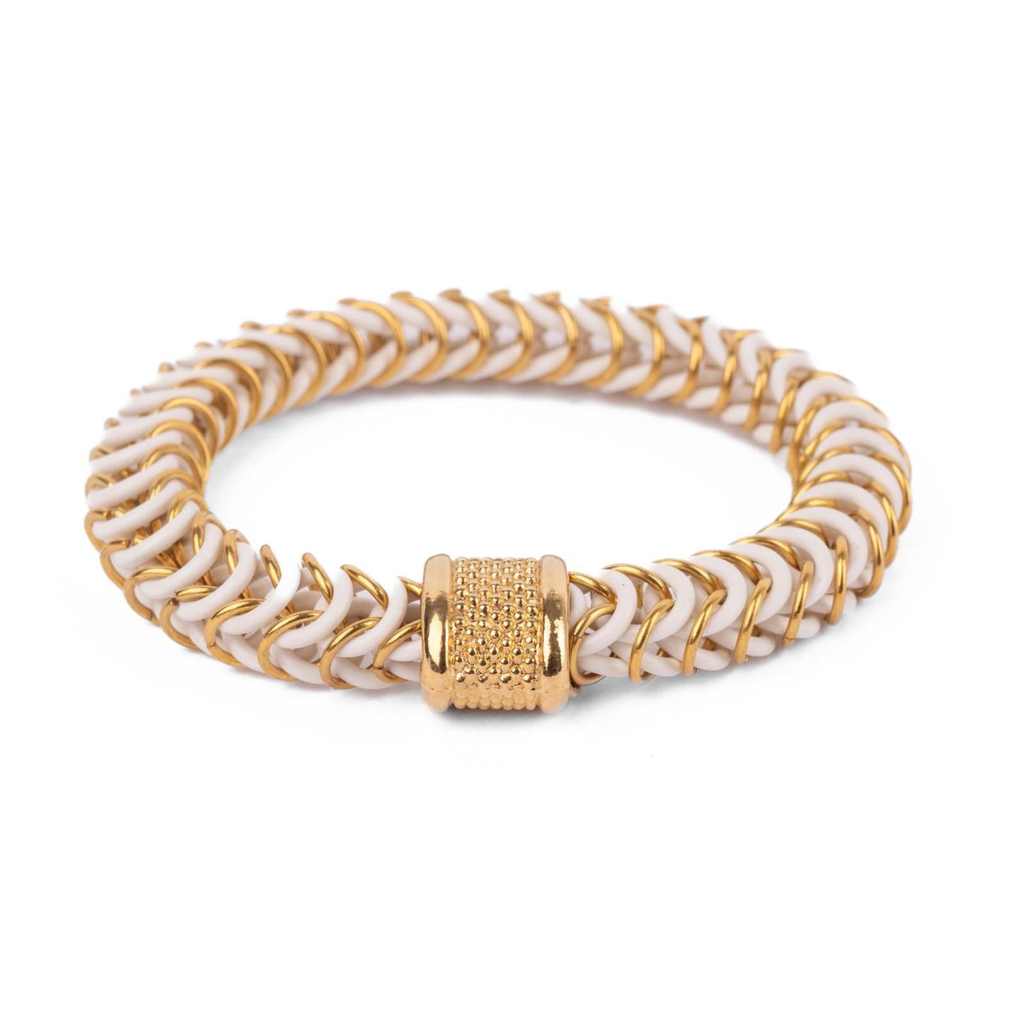 Elena Estaun Pulsera Tubular nut blanco/dorado